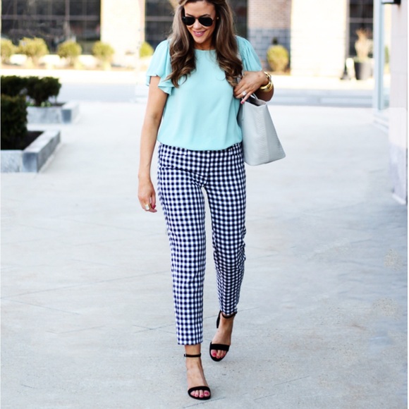 LOFT Pants - Loft Checkered Marisa Straight Cropped Pants
